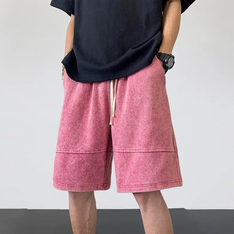 saferido Streetwear Washable Old Shorts Men's Fashion Brand Loose Summer American Casual Sports 5/4 Pants Large