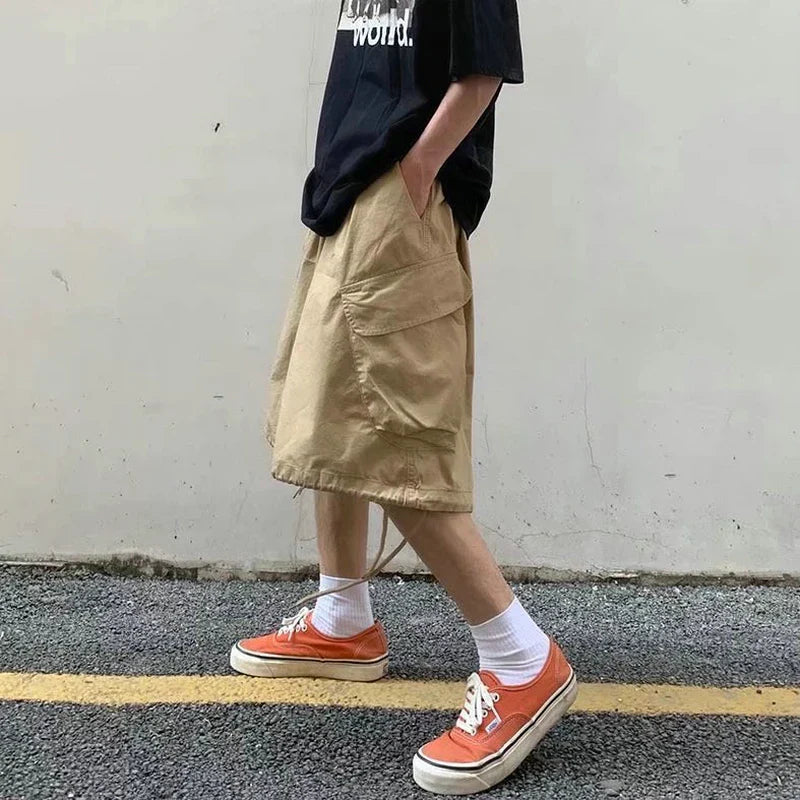saferido Summer Mens Cargo Shorts Loose Hip Hop Harajuku Straight Streetwear Bermuda Masculina