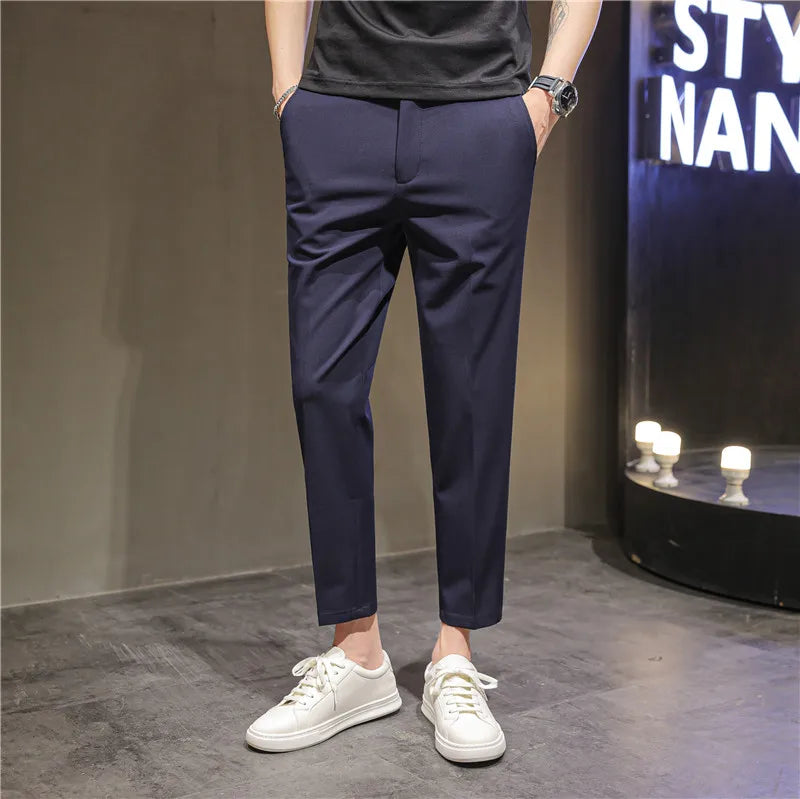 saferido British Style Summer Thin Business Dress Suit Pants Men Clothing Slim Fit Casual Office Trousers Formal Plus Size 28-38