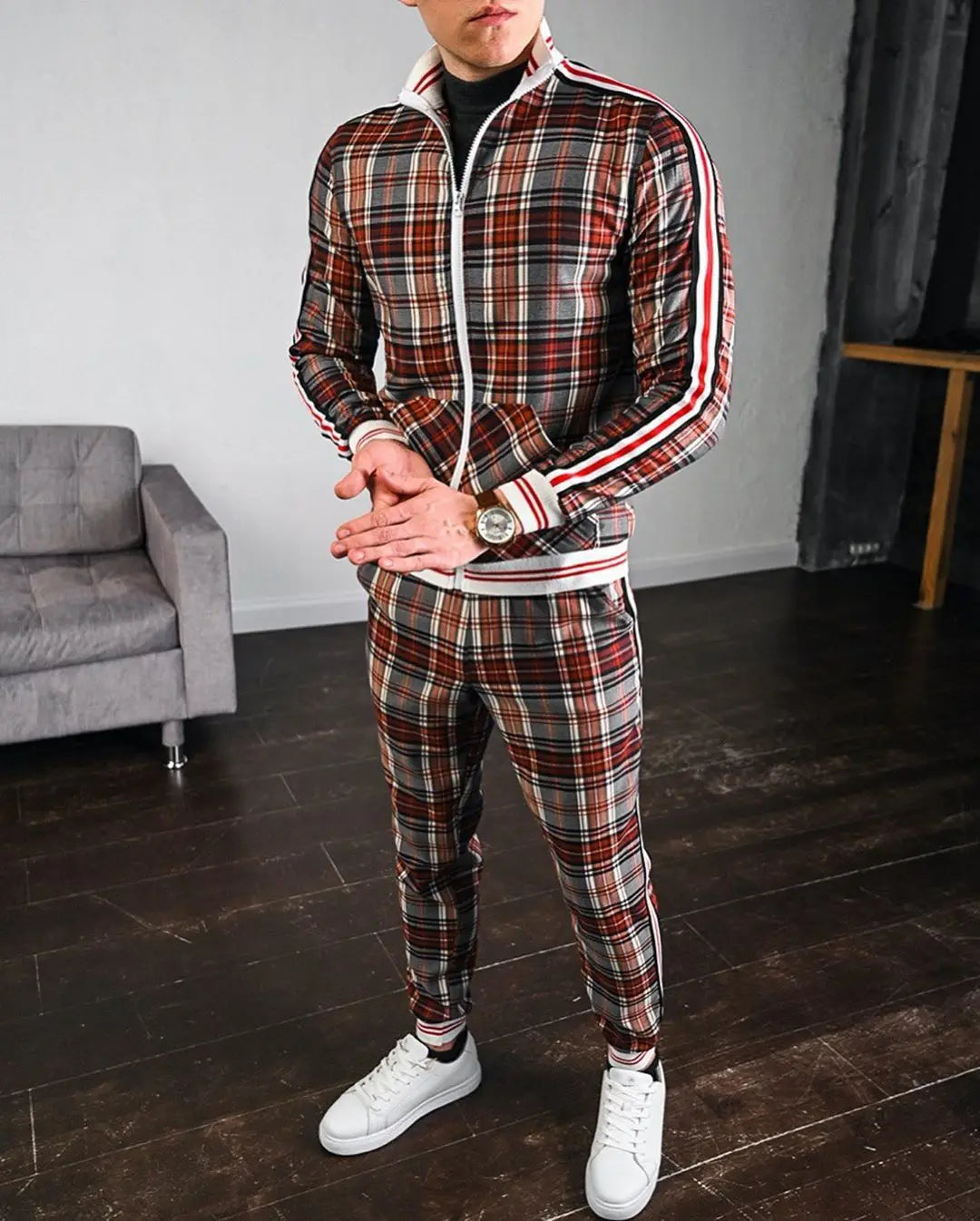 saferido Men's Suit Autumn Casual Men's Clothing European and American Fashion Brand Large Size Sportswear Two-piece Set