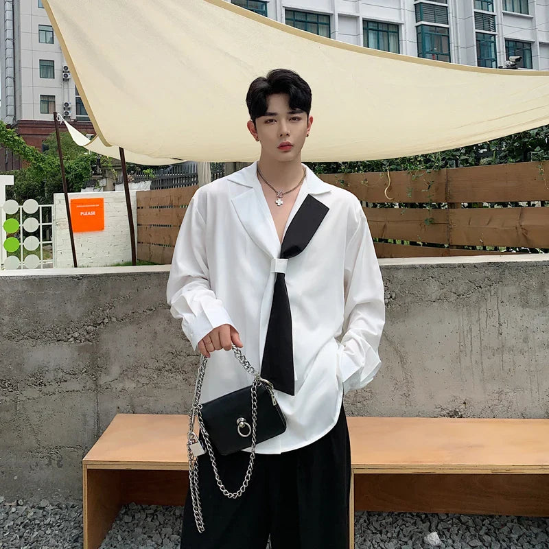saferido Spring Autumn Fashion Long Sleeve Oversize Loose Casual Punk Gothic Party Stage Show Loose Shirt Night Club Costumes
