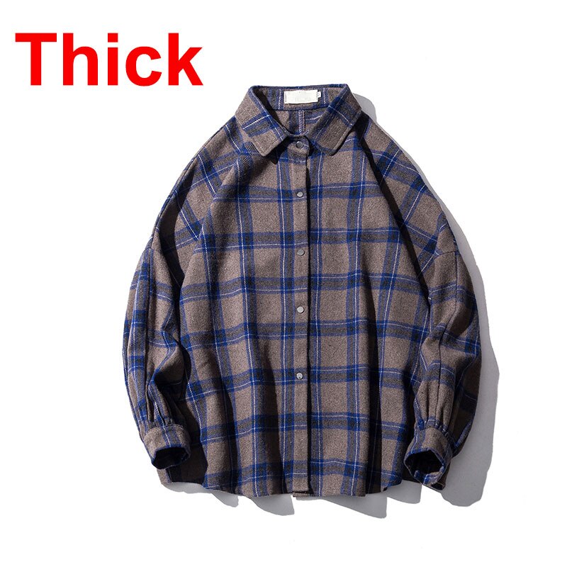 Flannel Harajuku Oversized Cotton Plaid Shirt Korean Fashions Fleece Button Up Shirts Long Sleeve Vintage Blouses