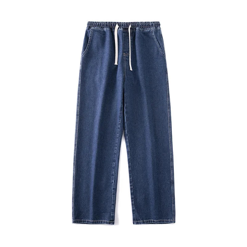 saferido Elastic waist jeans men's spring and autumn American loose straight leg casual versatile wide leg pants