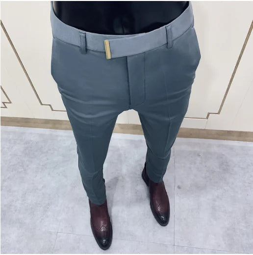 saferido Men Gray Business Suit Pant Casual Formal Mens Dress Pants Spring Spring Pantalon Costume Slim Fit Suit Trousers 36