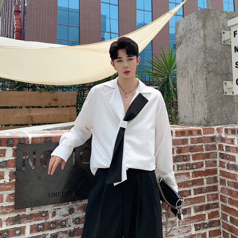 saferido Spring Autumn Fashion Long Sleeve Oversize Loose Casual Punk Gothic Party Stage Show Loose Shirt Night Club Costumes