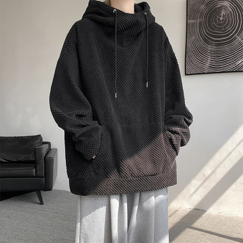saferido Harajuku Corduroy Hoodies Men High Quality Streetwear Loose Y2k Hip Hop Hooded Sweatshirts Couple Clothing Female Pullovers