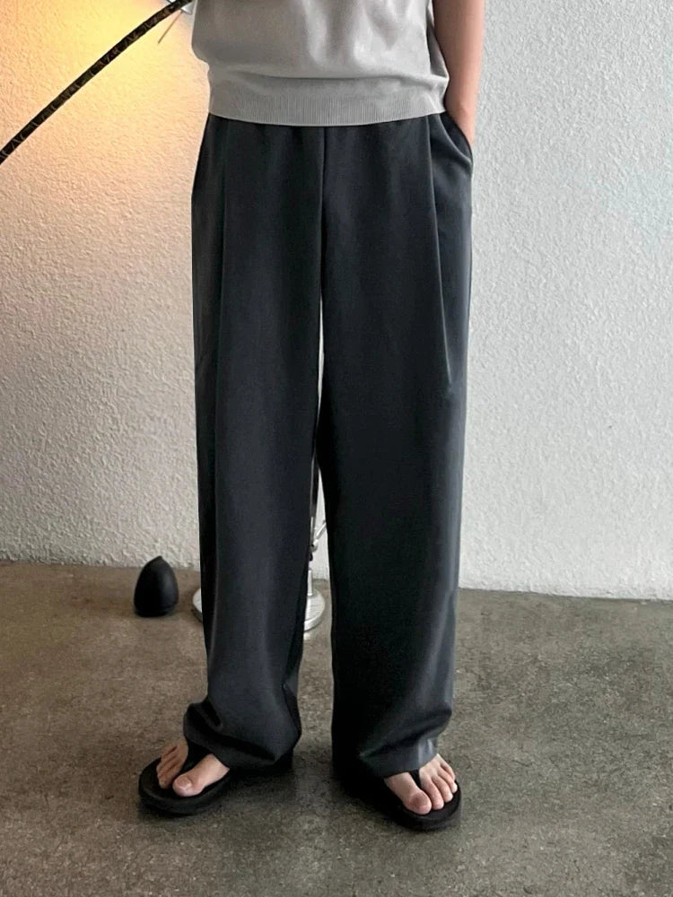 saferido Man's Wide Leg Long Pants 2024 Summer New Korean Style Drape Straight Tube Fashion Loose Casual Male Trousers