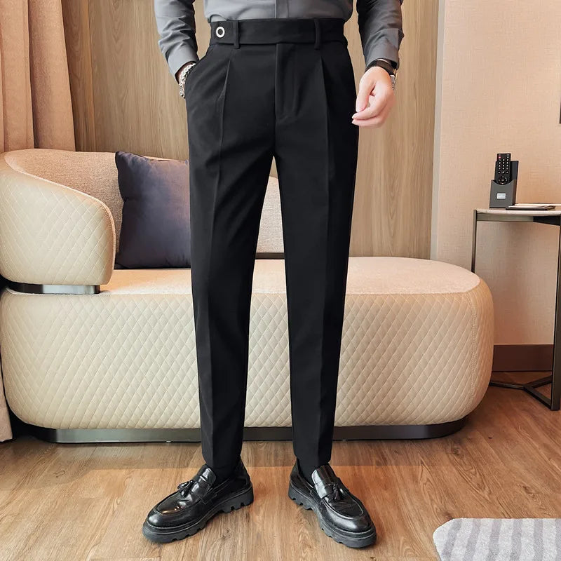 saferido Men's Spring High Quality Business Suit Pants Male Slim Fit Fashion Solid Color Casual Dress Trousers 29-38