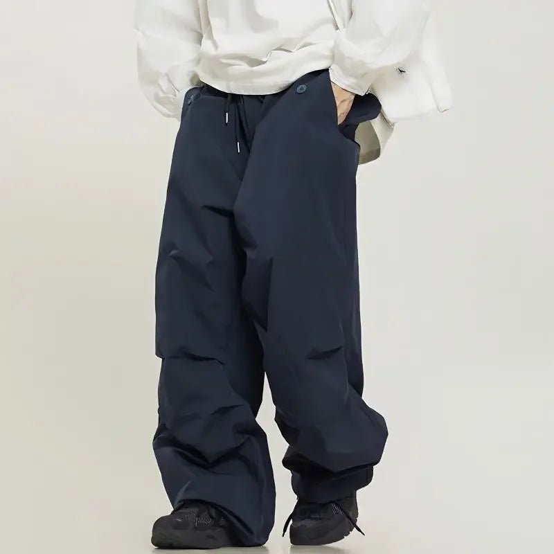 saferido Parachute Pants Sport Men Baggy American Street Cargo Wide Leg Trousers Male Tracksuit Hip Hop Loose Casual Oversize
