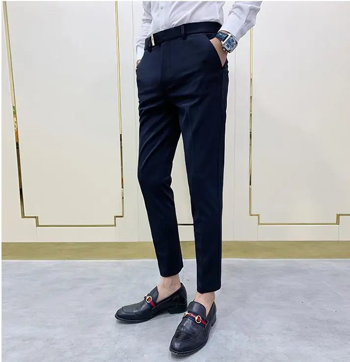 saferido Brand Clothing Men Slim Business Suit Trousers/Pants Korean Style Slim Fit Office Social Suit Pants Casual Dress Trousers