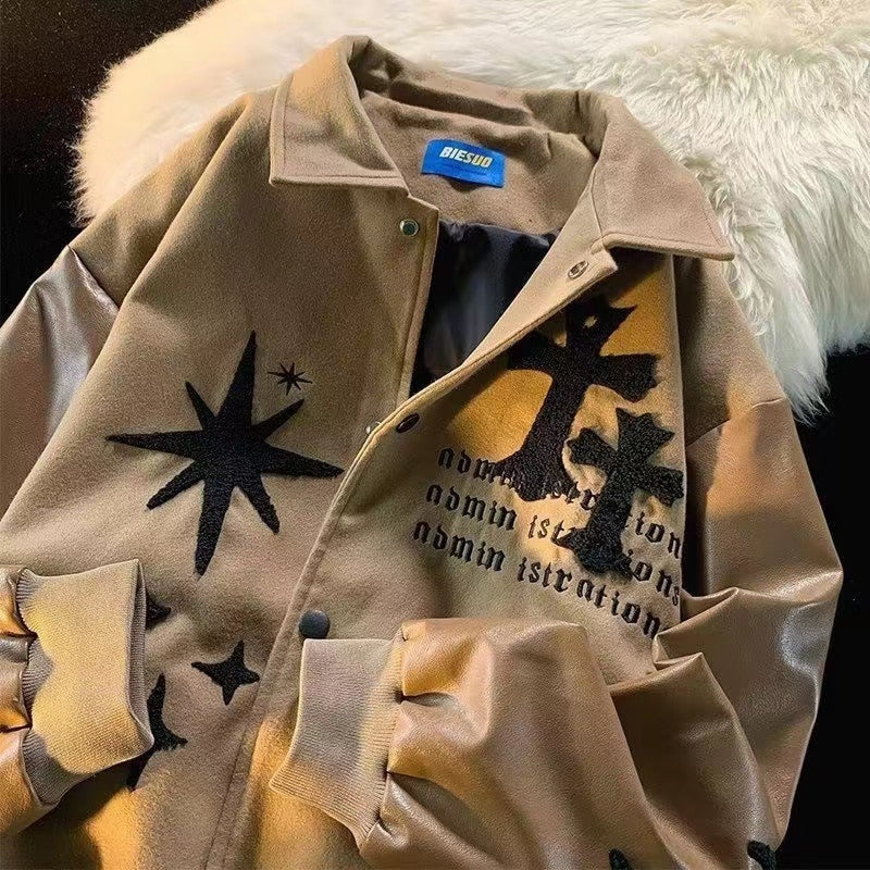 New European And American Retro Embroidered Jacket Coat men's Street Fashion Baseball Uniform Men's Couple Loose Jacket Top