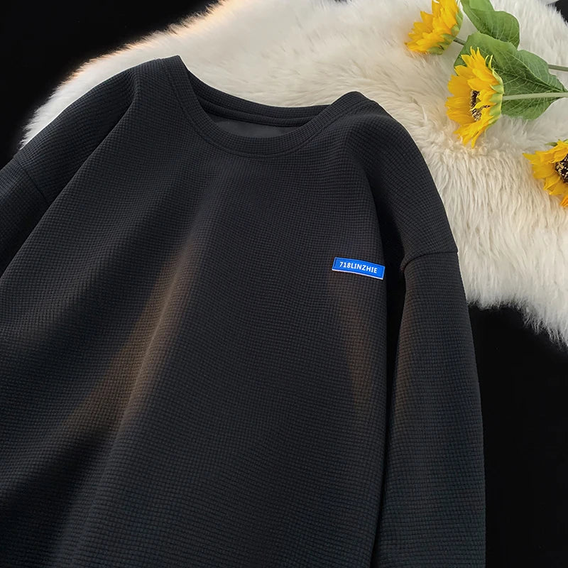 saferido Multi-Coloured Solid Colour Sweatshirt Unisex Style Couple Sweatshirt Fashion Casual Large Size Men's Pullover Korean Clothing