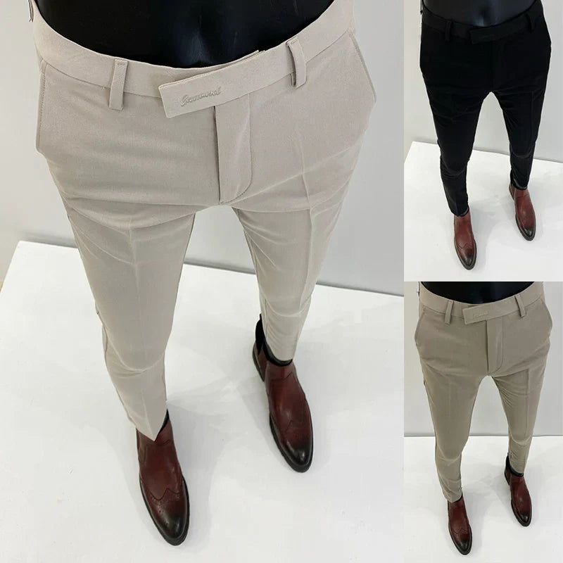 saferido Male Casual Business Dress Pants British Style Slim Fit Classic Formal Office Social Pants for Men Wedding Party Trousers