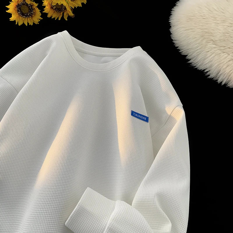 saferido Multi-Coloured Solid Colour Sweatshirt Unisex Style Couple Sweatshirt Fashion Casual Large Size Men's Pullover Korean Clothing