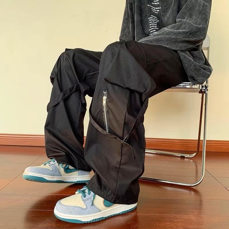 Vintage New Multi-Pocket Loose Straight Overall Ins Tide Brand American Vibe Fenggao Street Men Loose Versatile Assault Mop Pant