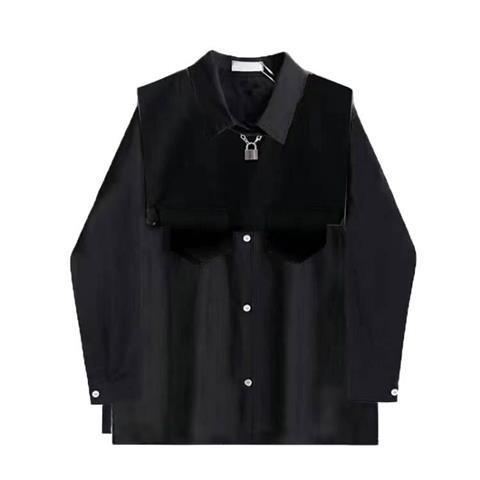Men's Sets Black Cargo Pants Men's Shirt Kit Long Sleeve Shirts Korean Streetwear Hip Hop Harajuku Spring