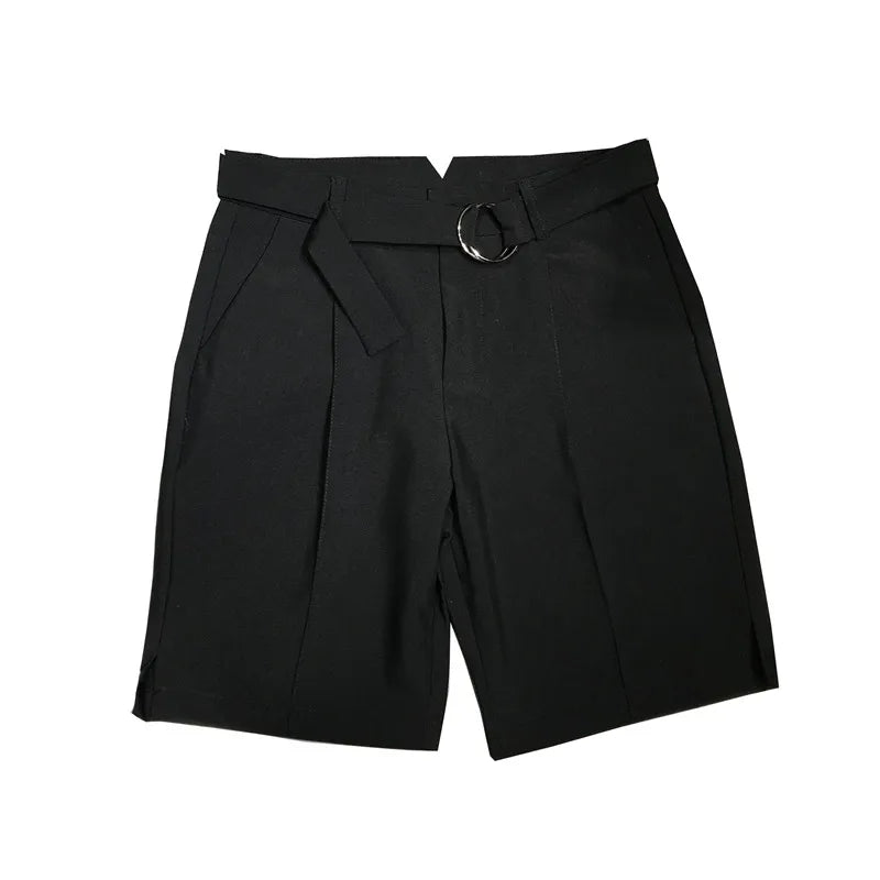 saferido Pleated Shorts Men Summer White Shorts Korean Fashion Casual Shorts Work Wear Clothes Breathable Comfort Slim Fit Bermudas