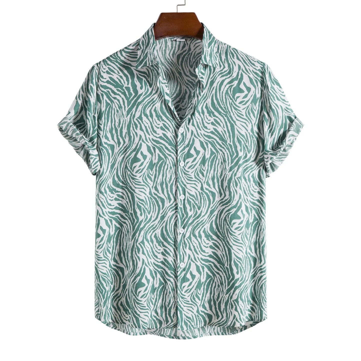 Leopard Floral Shirt Men Camisa Masculina Brand Slim Fit Short Sleeve Hawaiian Shirt Men Party Beach Casual Shirts Male 5XL