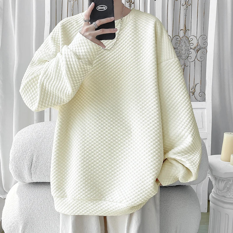 saferido Autumn New Hoodies Dot O-neck Sweatshirt Mens Streetwear Casual Fashion Mens Oversized Korean Harajuku Pullover 5XL-M