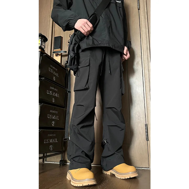 saferido New Joggers Cargo Pants Men Korean Style Casual Pants Fashion Harem Pants Multi-Pocket Ribbons Trousers Male Oversize Sweatpants