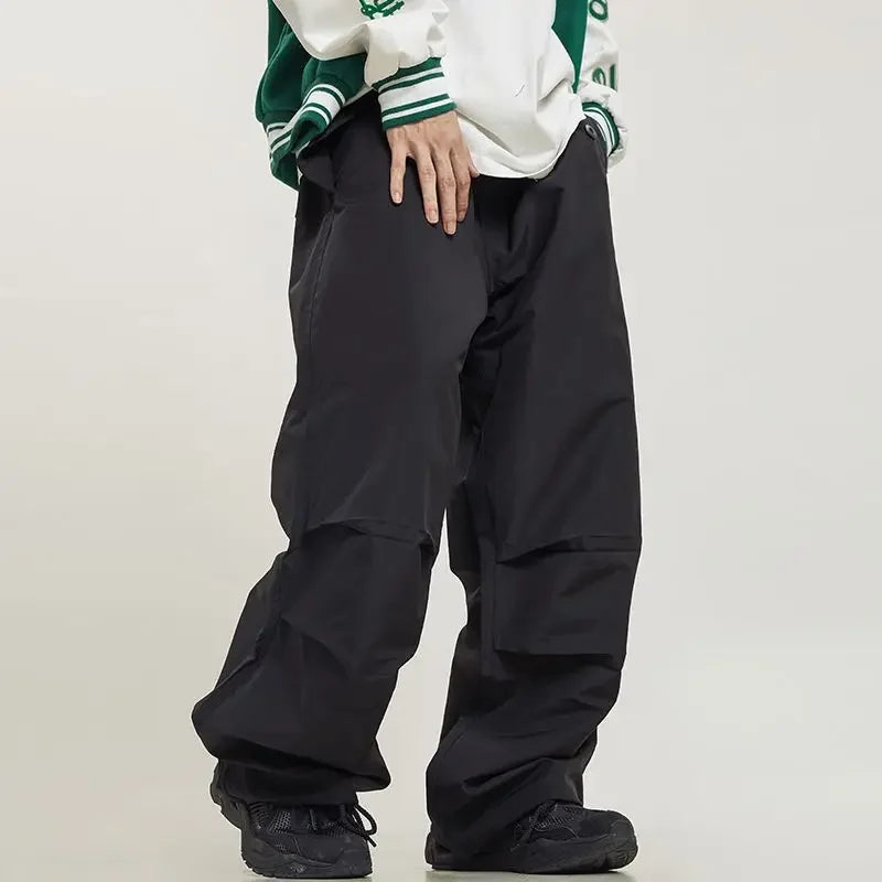 saferido Parachute Pants Sport Men Baggy American Street Cargo Wide Leg Trousers Male Tracksuit Hip Hop Loose Casual Oversize