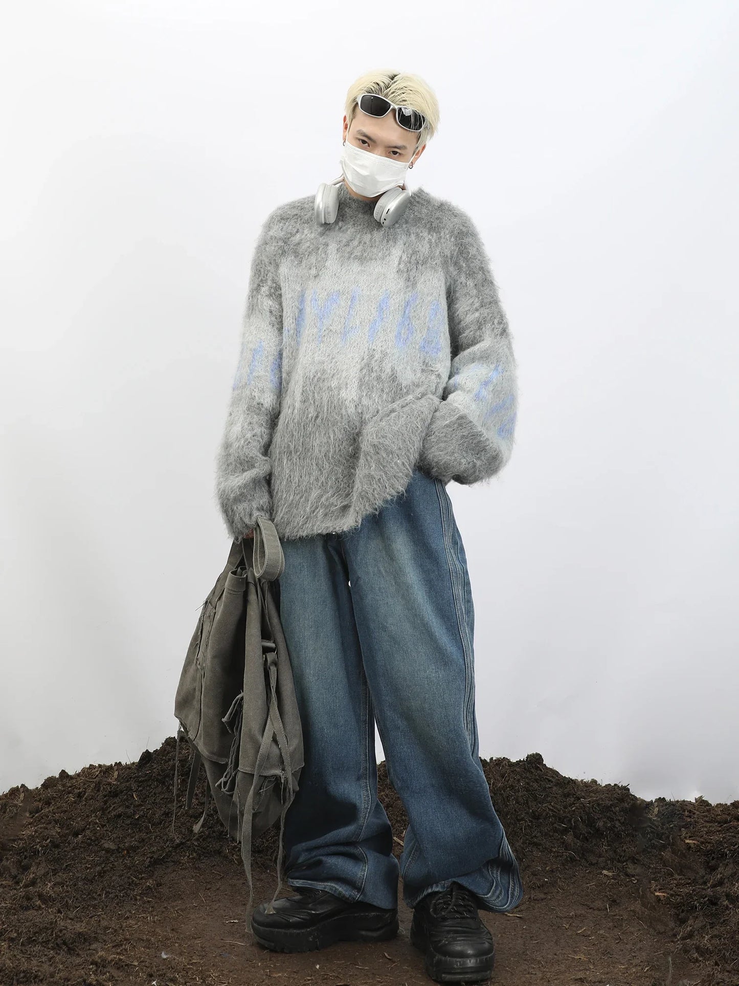saferido Korean Vintage Thickened Gradient Slouchy Sweaters Knitted Sweaters for Men's Loose and Popular Autumn and Winter Sweaters