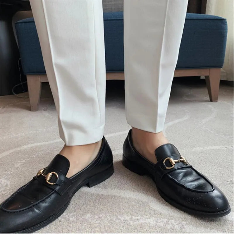 saferido Men Business Dress Pants Korean Style Slim Office Social Suit Pants Casual Trousers Streetwear Black White Clothing 29-36
