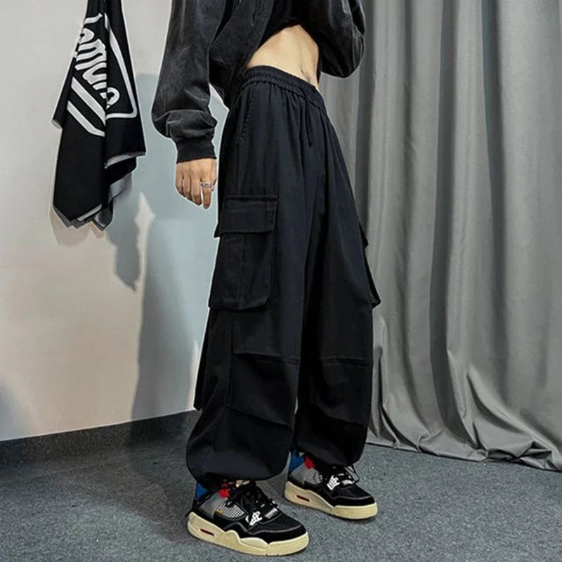 saferido Black Cargo Pants for Men Oversize Cargo Trousers Male Green Loose Casual Japanese Streetwear Hip Hop Pocket Big Size