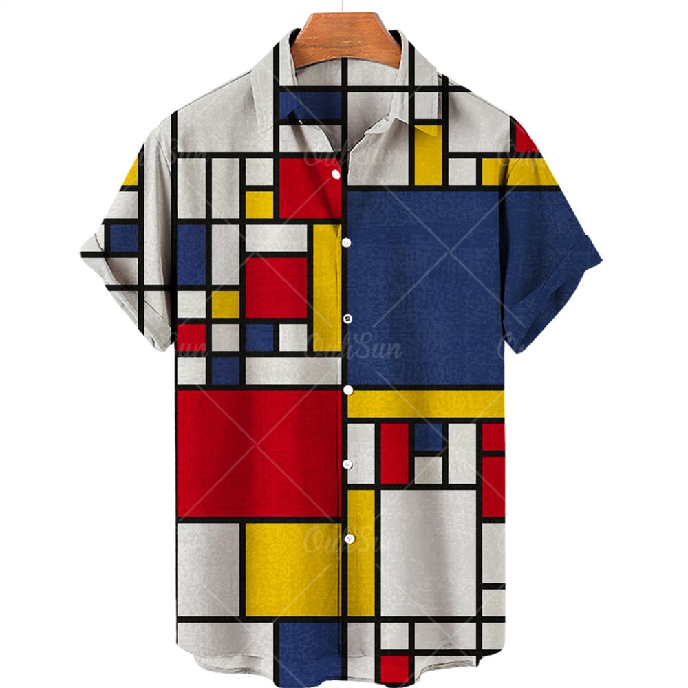 Male Shirt Oversized Plaid Floral Short Sleeve Tops Summer Casual Holiday Buttons Social Luxury Clothing Men Hawaii Shirts 5XL