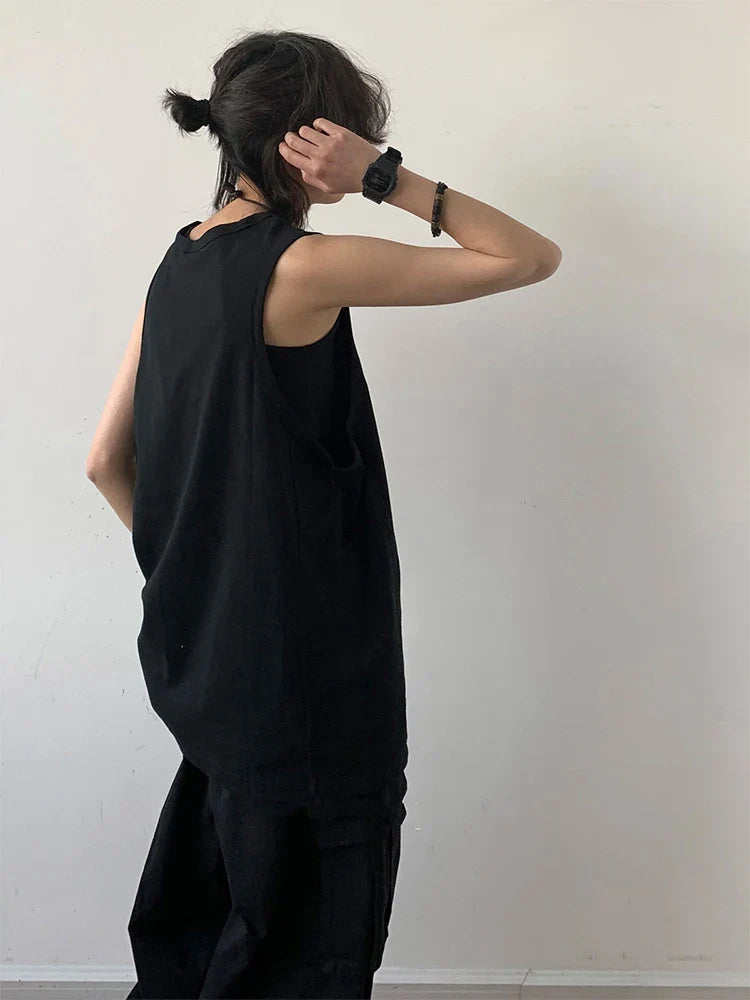Sport Men's Tank Tops Gym Hombre Sleeveless Tee Vest Men Streetwear Loose Casual Basketball Brown O-neck Cotton