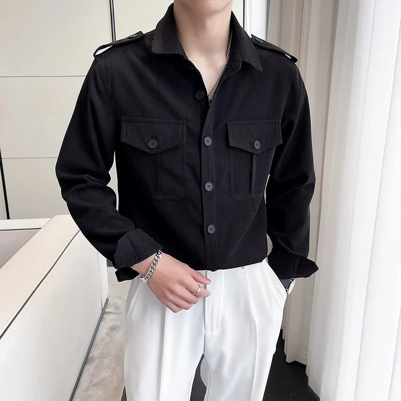 saferido Korean Style Men Spring High Quality Casual Long-sleeved Shirts/Male Slim Fit Fashion Lapel Shirt S-2XL Men Clothing