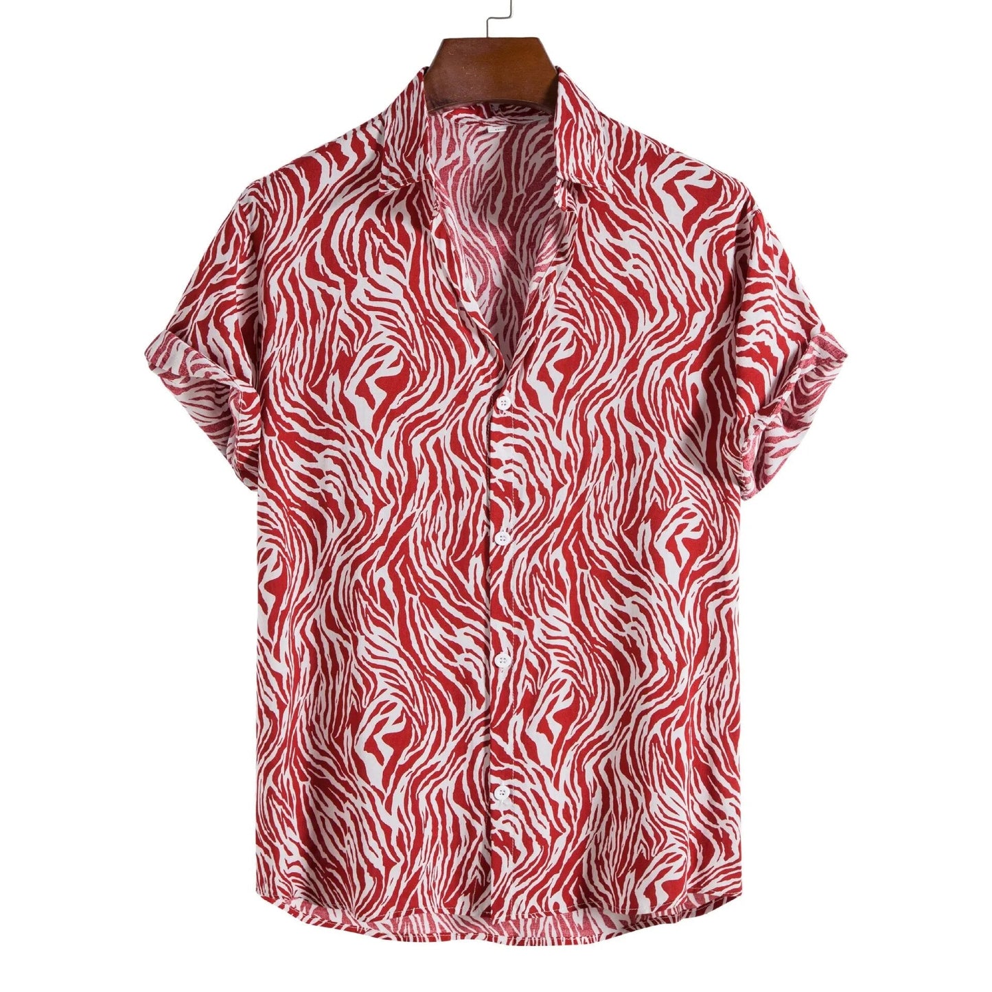 Mens Vintage Button Up Linen Shirts Slim Fit Short Sleeve Hawaiian Floral Shirt Men Casual Harajuku Streetwear Camisas Homme XXL
