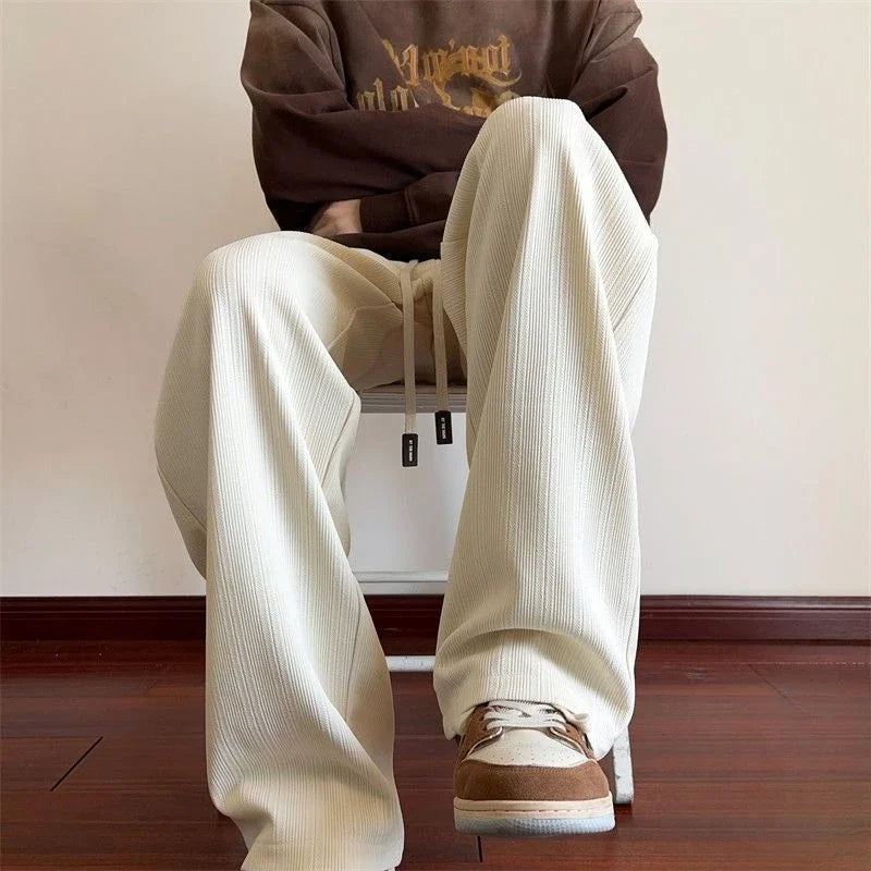 saferido Wide Leg Goth Draped Summer Male Sports Pants Trousers Thin Plain Straight Men's Sweatpants Training Slacks Harajuku Flated Gym