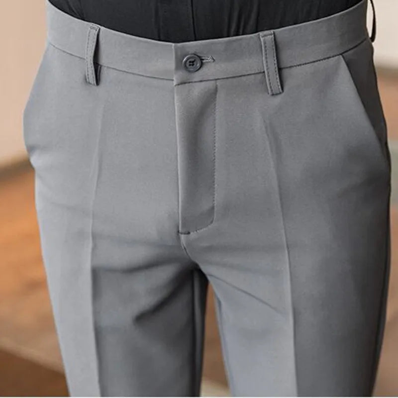 saferido New Style Men's Spring Slim Fit Business Suit Trousers/Male Pure Color Stretch Pencil Pants Man Dress Pants Brand Clothing
