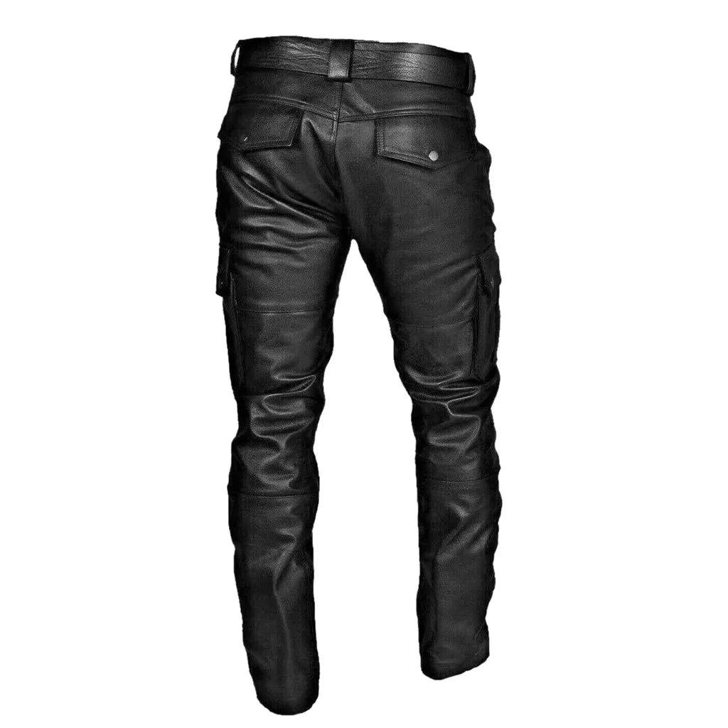 saferido 2024 New Men's Leather Pants Retro Punk Loose Casual Straight-leg Pants Autumn Winter High Street Goth Style Long Trousers