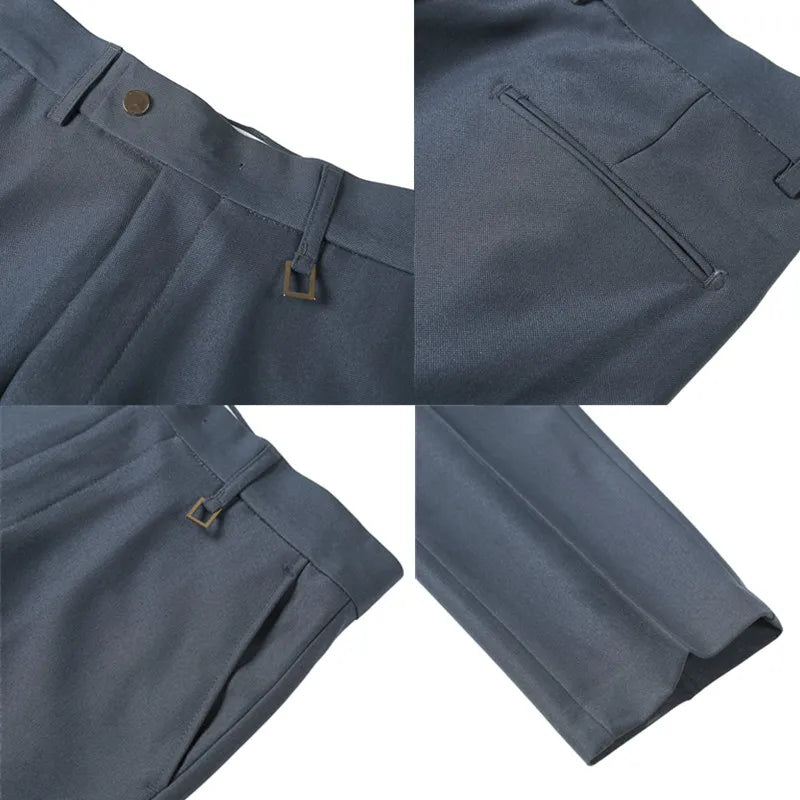 saferido British Style Autumn Solid Business Casual Suit Pants Men Clothing Simple All Match Formal Wear Office Trousers Straight 28-36