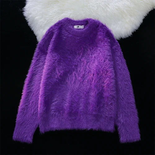 Men Autumn Winter New Oversize Solid Color Knitted Jumpers Male O-neck Sweater Tops Men Long Sleeve Warm Pullovers I594