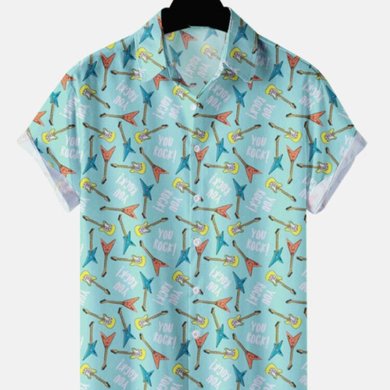 New Hawaiian Men's Casual Beach Style Short Sleeve Breathable Fashion Polo Collar Men's Shirt 3D Printing Oversize Customizable