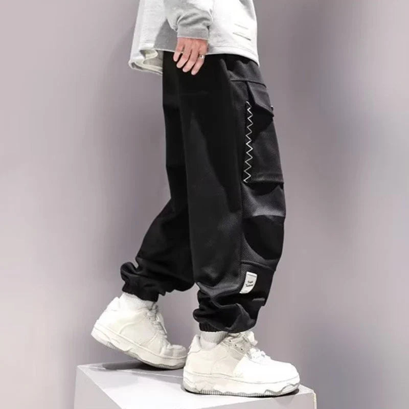 saferido Korean Cargo Pants Men Japanese Streetwear Oversize Sweatpants Harajuku Casual Joggers Kpop Trendy Trousers Hip Hop