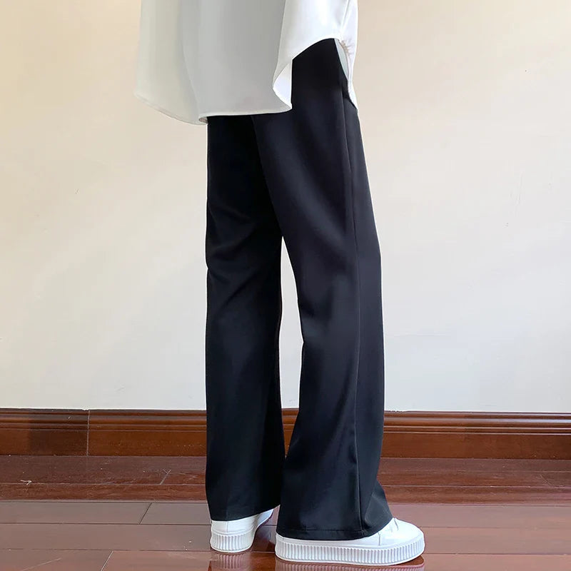 Black Suit Pants Men Fashion Social Mens Dress Pants Korean Loose Straight Casual Flared Pants Mens Office Formal Trousers M-3XL