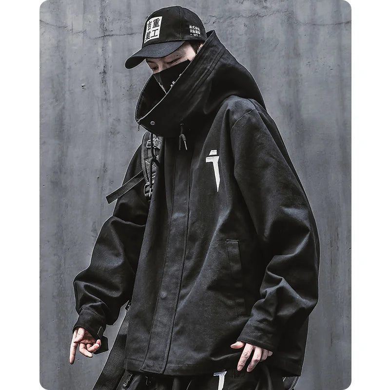 saferido Men Japanese Harajuku Sweatshirt Oversize Hoodie Long Cloak Hip Hop Gothic Outwear Streetwear Techwear Coat Tops Clothes
