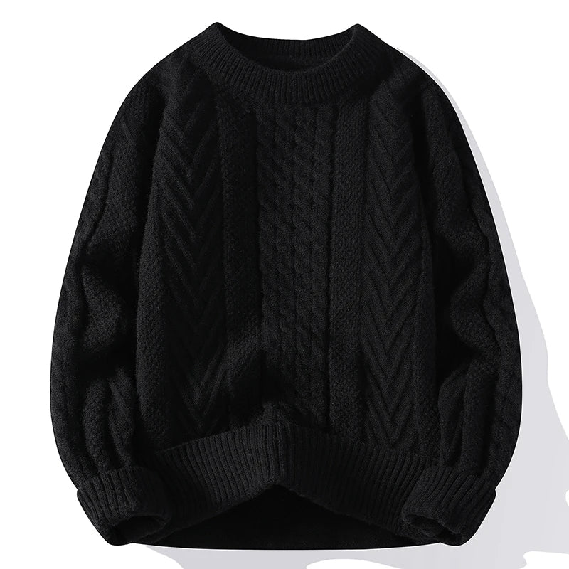 Men White O-Collar Sweaters Clothes Winter Vintage Sweater Men Coats Solid Striped Pullover Mens Turtleneck Autumn New 4XL-M