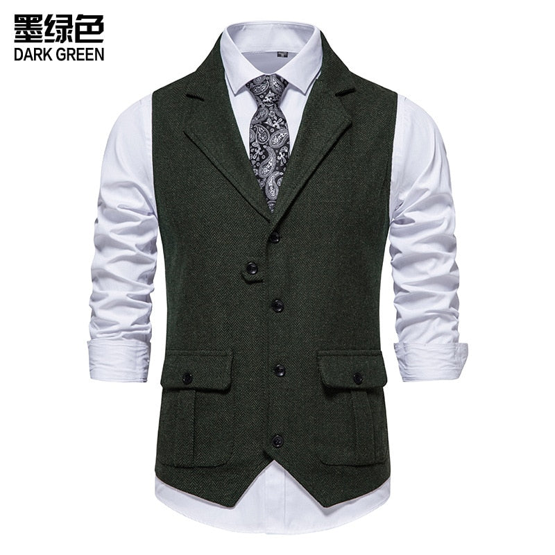 Men's Brown Vest Suit Vest Single breasted Designer Brand Sleeveless Formal Coat Top Adult Dress Tuxedo