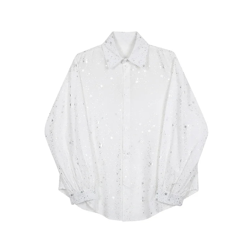 saferido Spring New Male Casual Chiffon Shirts Men's Lapel Niche Desgin Shirt Long Sleeve Shirt Male Stage Show Dress Shirt