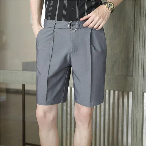 saferido Pleated Shorts Men Summer White Shorts Korean Fashion Casual Shorts Work Wear Clothes Breathable Comfort Slim Fit Bermudas
