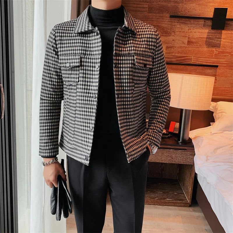saferido Men Spring High quality Casual Jackets/Male Spring and Autumn Plaid Lapel Business Coat/Man Slim Fit British Jackets S-3XL