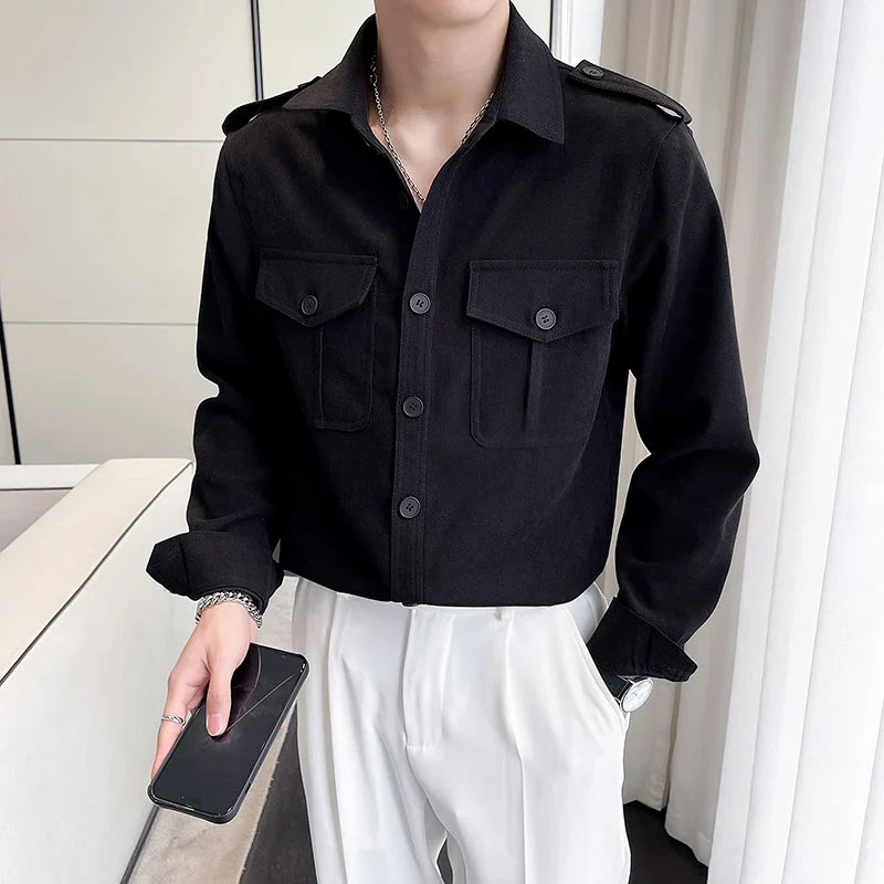 saferido Korean Style Men Spring High Quality Casual Long-sleeved Shirts/Male Slim Fit Fashion Lapel Shirt S-2XL Men Clothing