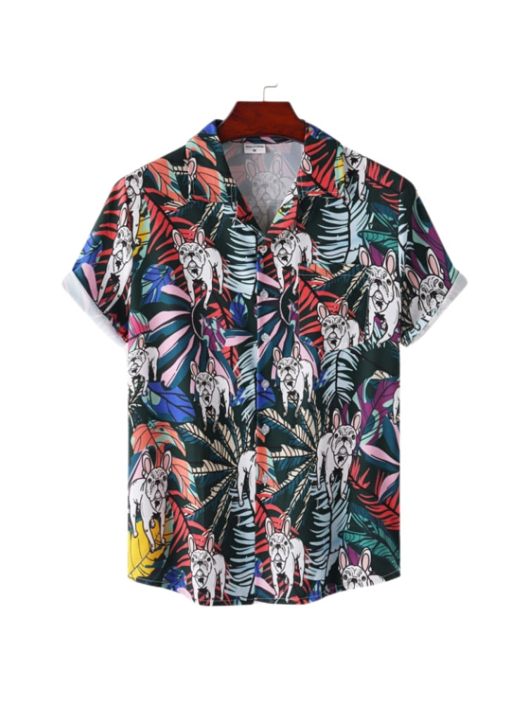 Hawaiian Men's Shirt Short Sleeve Oversized 3D Printing Anime Coconut Tree Pattern Male Clothes Harajuku Tops Summer Fashion
