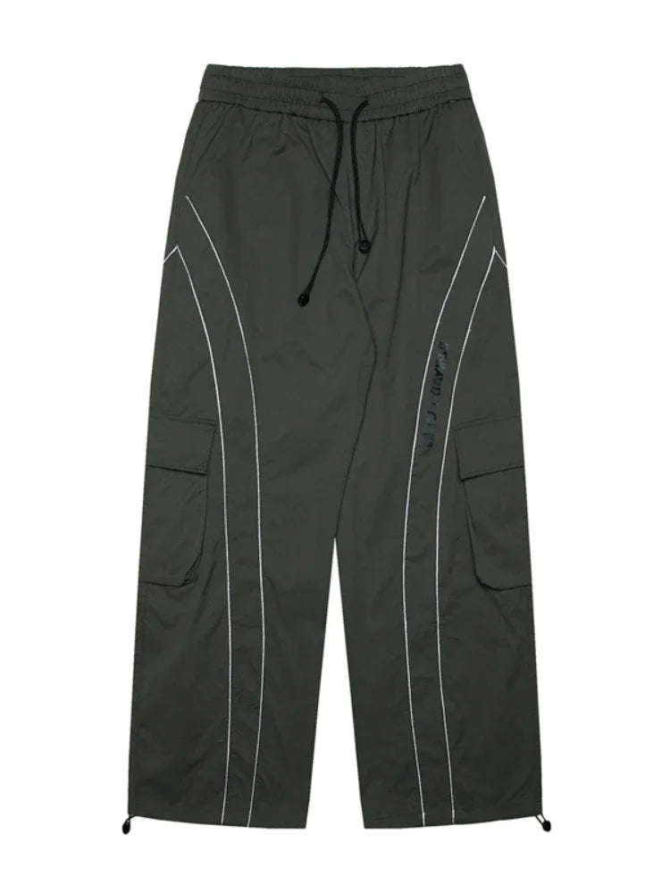 saferido Baggy Wide Leg Cargo Pants Men Oversize gray Cargo Trousers Male Loose Casual Sweatpants Streetwear Hip Hop