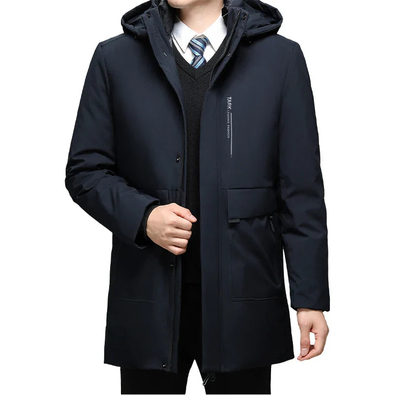 Mens Hooded Casual Outwear Long Parkas Men New Autumn Winter Warm Waterproof Parkas Jacket Coat 2 PIECES Winter Parkas